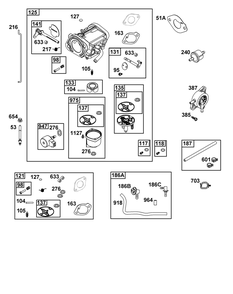Carburetor And Fuel Supply Group Diagram and Parts List for 40N777-0036-B5 400000 - 699999 Briggs and Stratton Engine